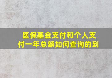 医保基金支付和个人支付一年总额如何查询的到