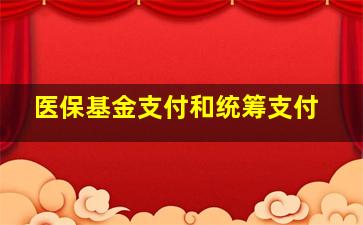 医保基金支付和统筹支付