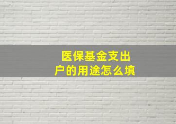 医保基金支出户的用途怎么填