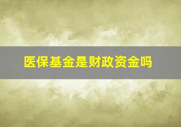 医保基金是财政资金吗