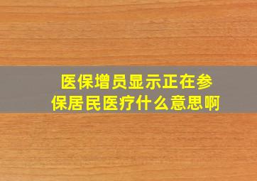 医保增员显示正在参保居民医疗什么意思啊