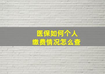 医保如何个人缴费情况怎么查