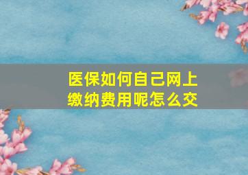 医保如何自己网上缴纳费用呢怎么交