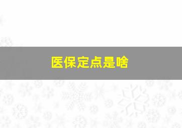 医保定点是啥