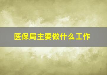 医保局主要做什么工作