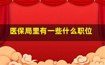 医保局里有一些什么职位