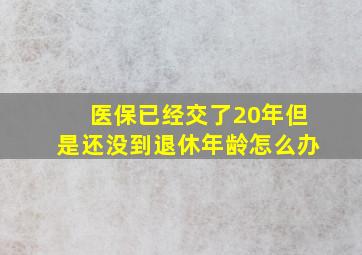 医保已经交了20年但是还没到退休年龄怎么办