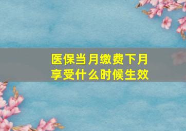 医保当月缴费下月享受什么时候生效