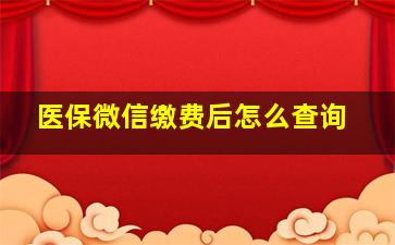 医保微信缴费后怎么查询