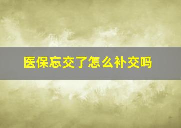 医保忘交了怎么补交吗