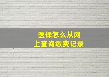 医保怎么从网上查询缴费记录