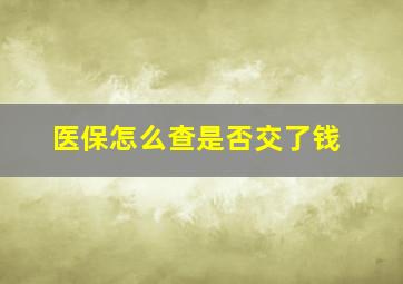 医保怎么查是否交了钱