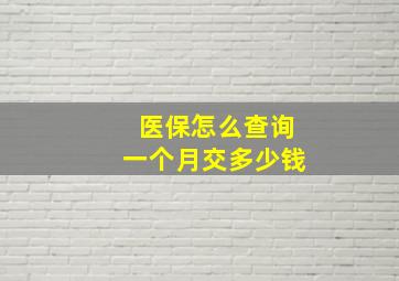 医保怎么查询一个月交多少钱