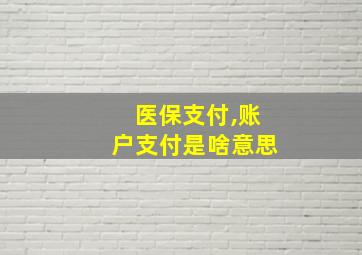 医保支付,账户支付是啥意思