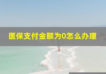 医保支付金额为0怎么办理