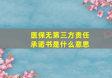 医保无第三方责任承诺书是什么意思