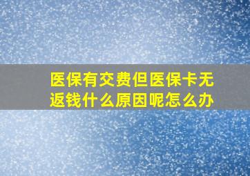 医保有交费但医保卡无返钱什么原因呢怎么办