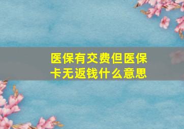 医保有交费但医保卡无返钱什么意思