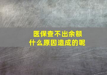 医保查不出余额什么原因造成的呢