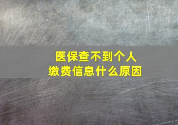 医保查不到个人缴费信息什么原因