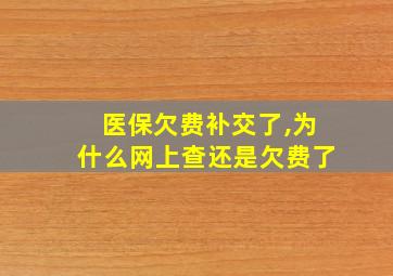 医保欠费补交了,为什么网上查还是欠费了