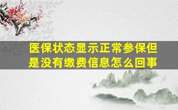 医保状态显示正常参保但是没有缴费信息怎么回事