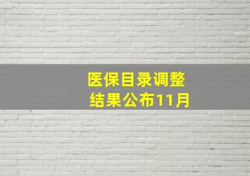 医保目录调整结果公布11月