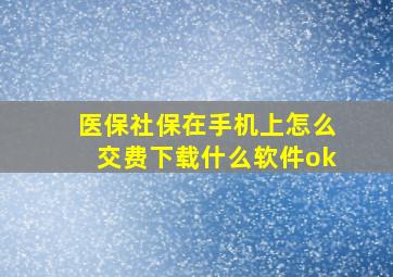 医保社保在手机上怎么交费下载什么软件ok