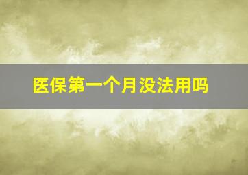 医保第一个月没法用吗