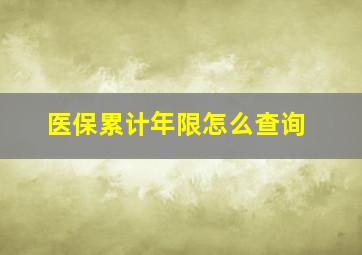 医保累计年限怎么查询