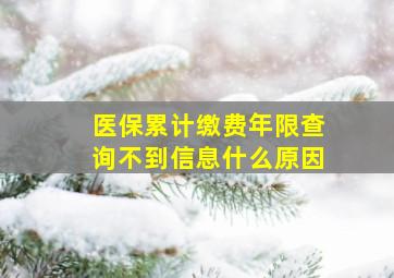 医保累计缴费年限查询不到信息什么原因