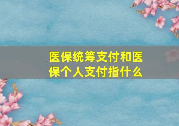 医保统筹支付和医保个人支付指什么