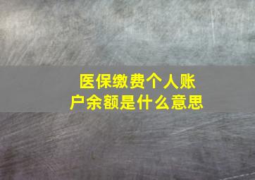 医保缴费个人账户余额是什么意思