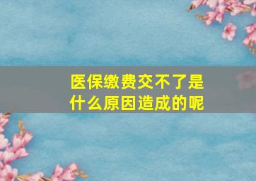 医保缴费交不了是什么原因造成的呢