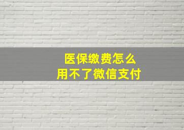 医保缴费怎么用不了微信支付