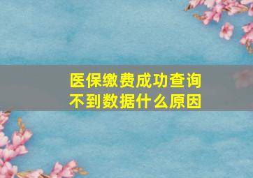 医保缴费成功查询不到数据什么原因