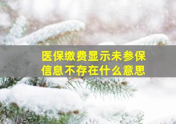 医保缴费显示未参保信息不存在什么意思