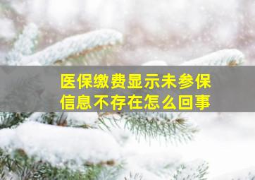 医保缴费显示未参保信息不存在怎么回事