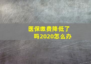 医保缴费降低了吗2020怎么办