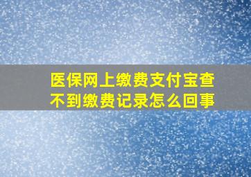 医保网上缴费支付宝查不到缴费记录怎么回事