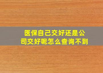 医保自己交好还是公司交好呢怎么查询不到