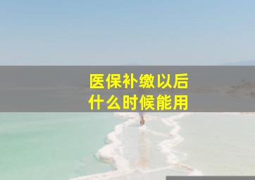 医保补缴以后什么时候能用