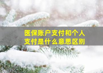 医保账户支付和个人支付是什么意思区别