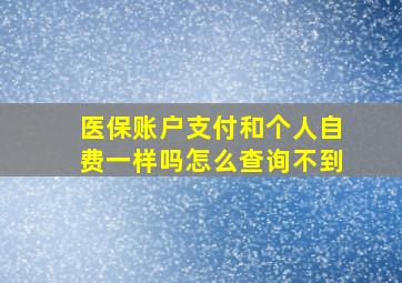 医保账户支付和个人自费一样吗怎么查询不到