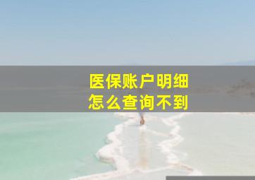 医保账户明细怎么查询不到