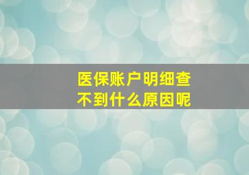 医保账户明细查不到什么原因呢