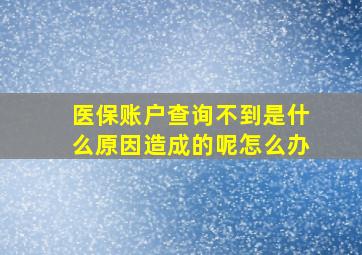 医保账户查询不到是什么原因造成的呢怎么办