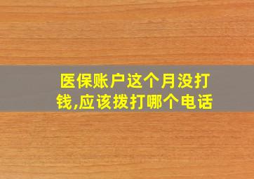 医保账户这个月没打钱,应该拨打哪个电话