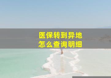 医保转到异地怎么查询明细