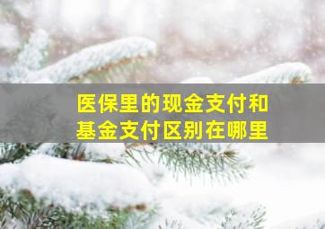 医保里的现金支付和基金支付区别在哪里